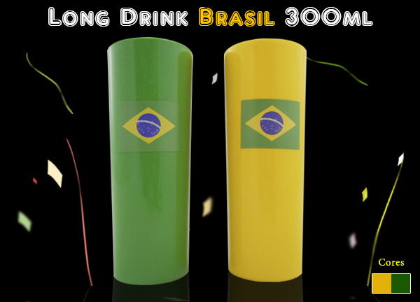 Copos de festa long drink Brasil 300ml